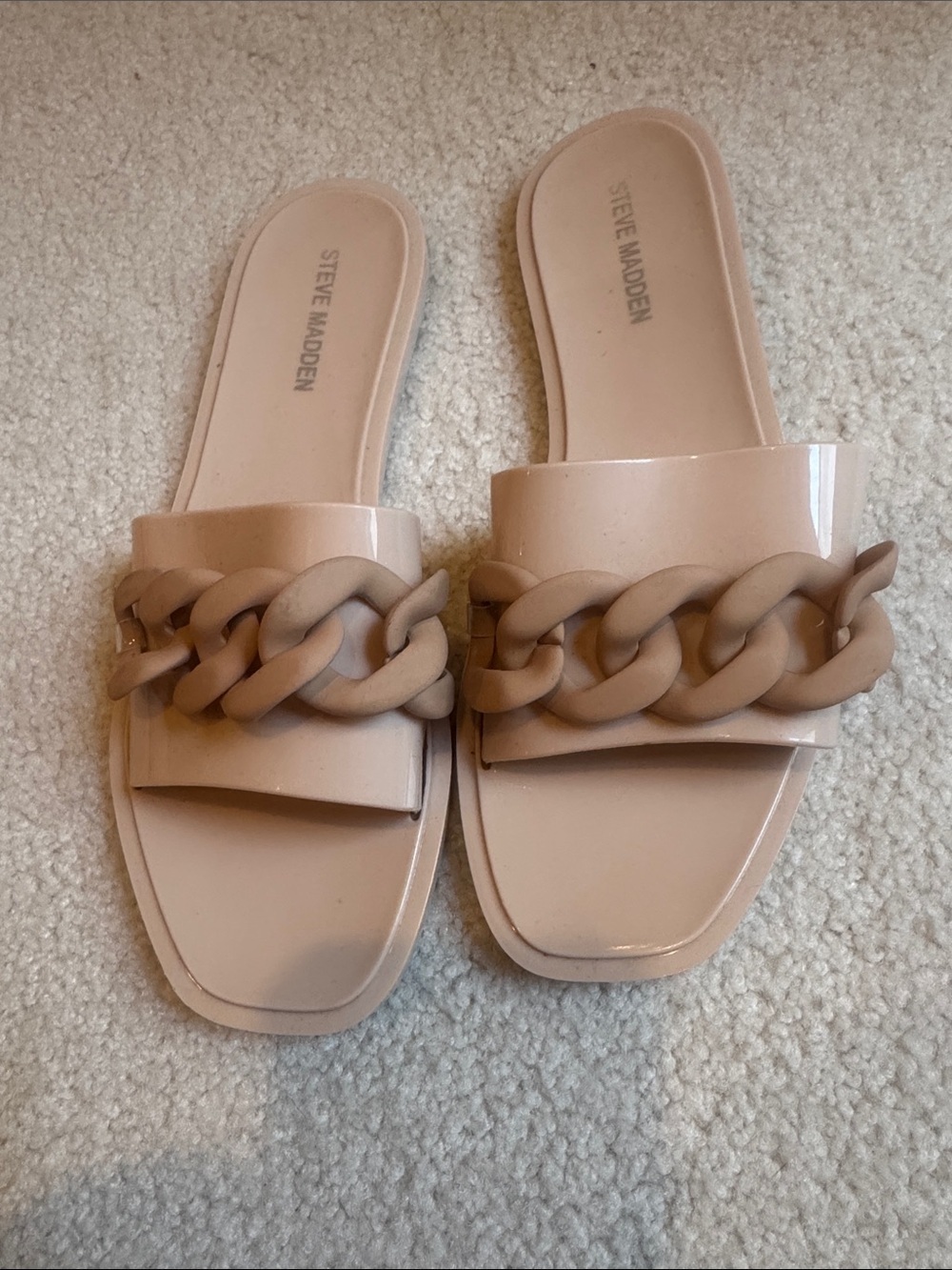 Steve Madden Blush Chain-Detail Slide Sandals